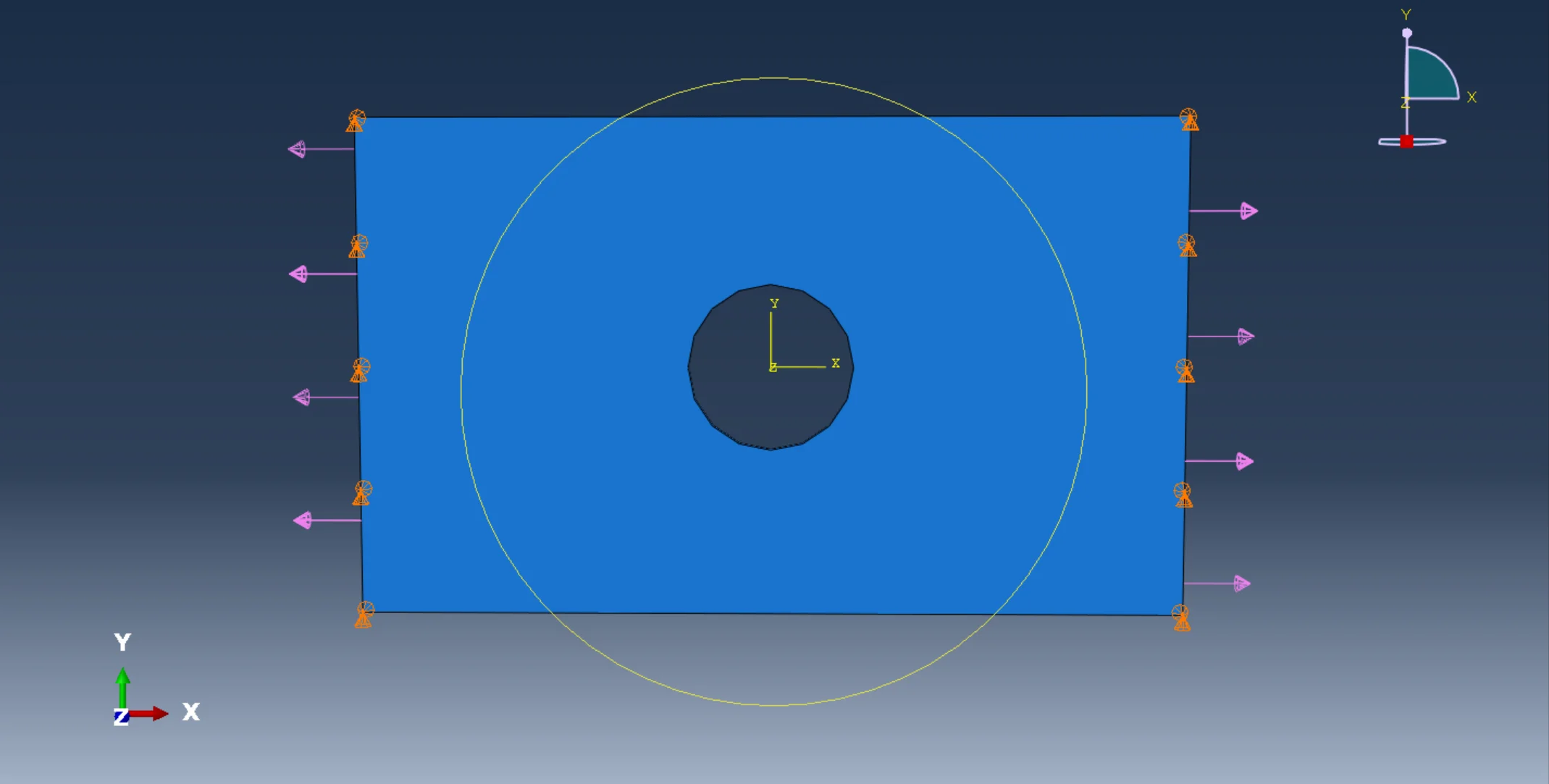 图2.1 带孔矩形薄板力学模型