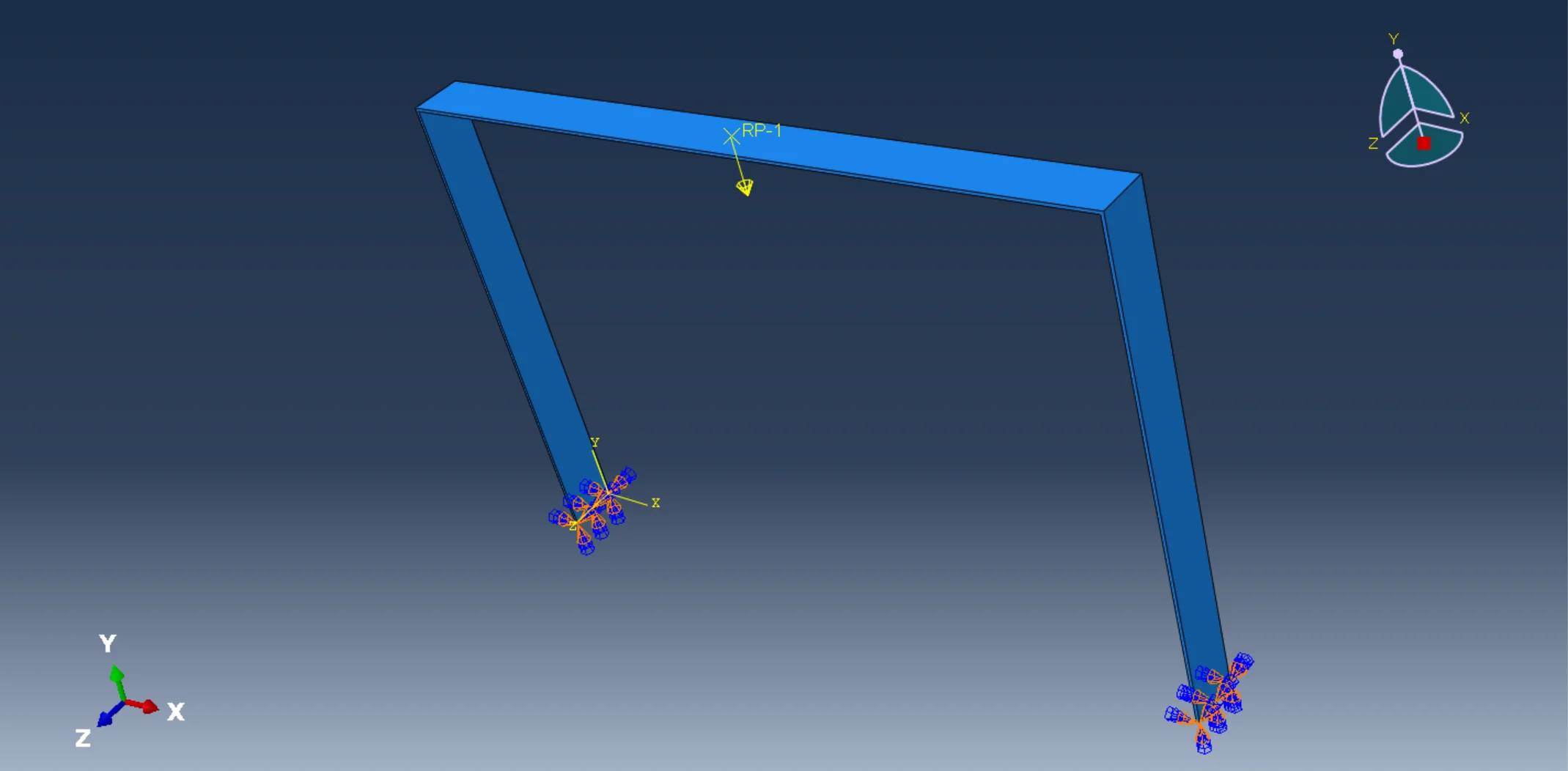 图2.1 框架结构有限元分析模型（中间载荷）