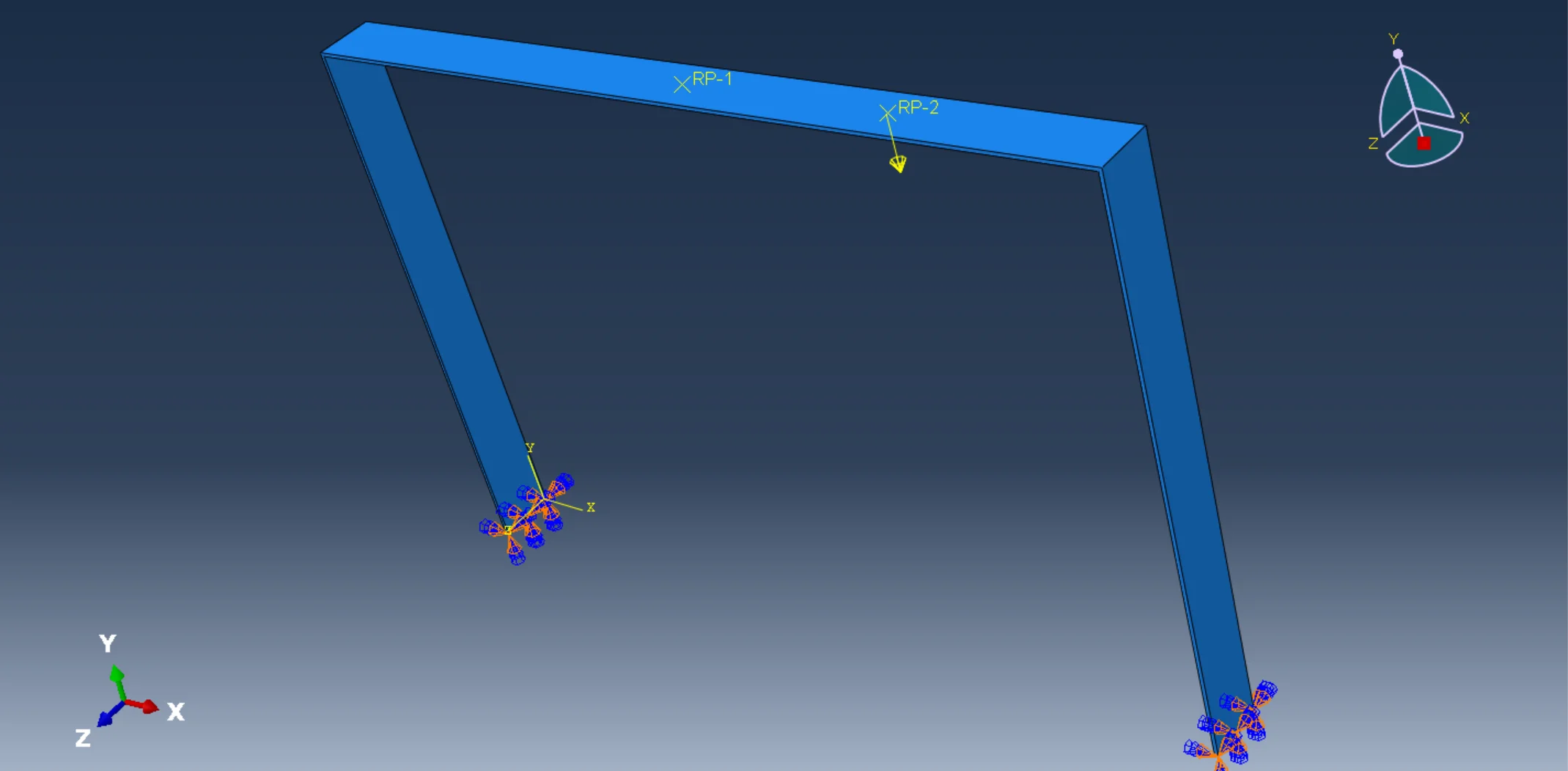 图2.2 框架结构应力云图（中间载荷）