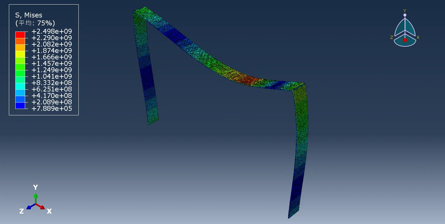 图2.5 框架结构应力云图（偏置载荷）