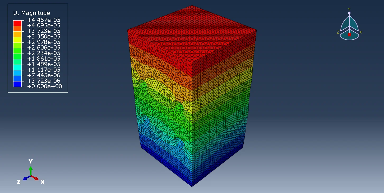 图3.27 方案4（钻孔2×2）试件位移云图（等轴视图）