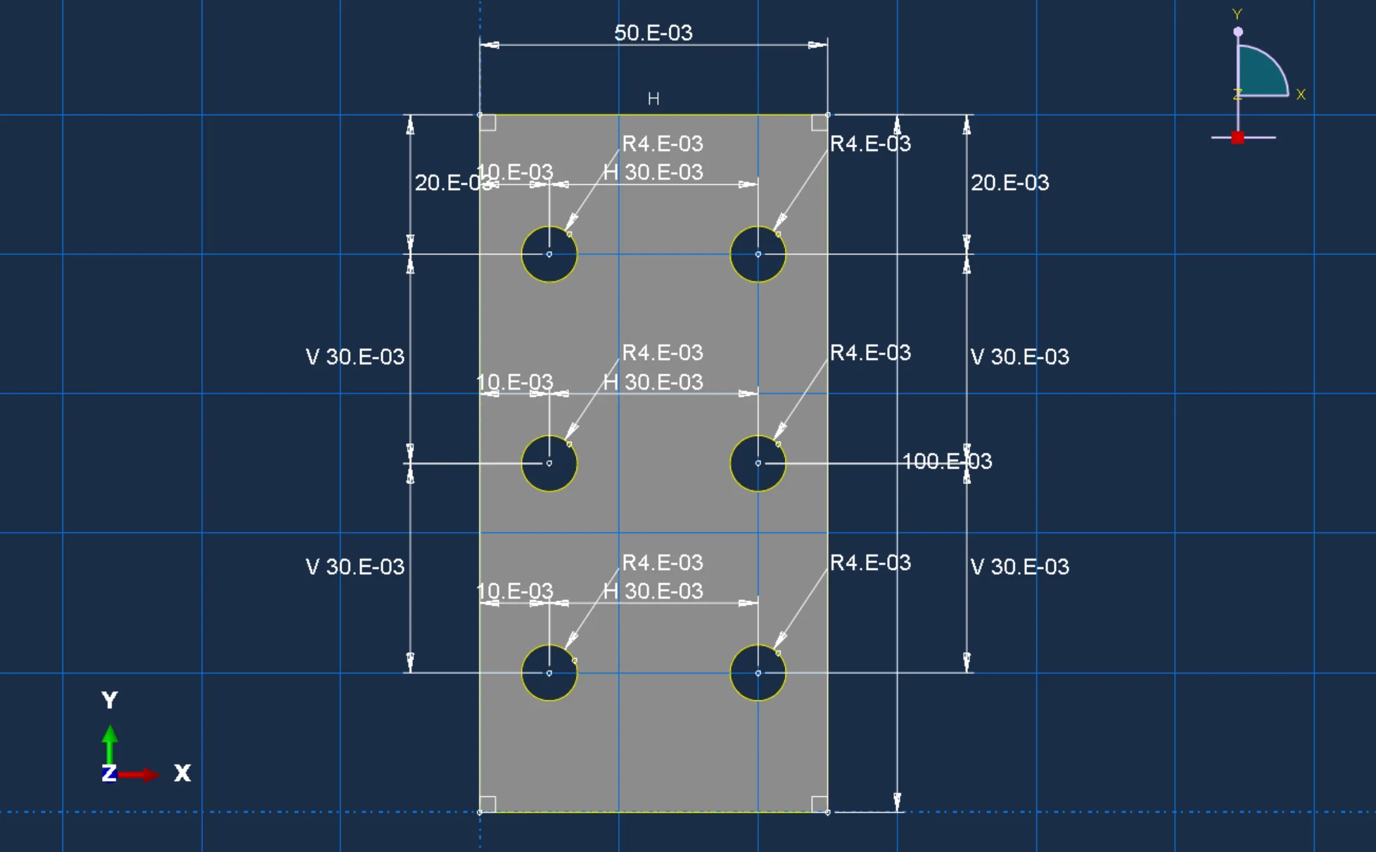 图3.29 方案5（钻孔2×3）试件截面草图