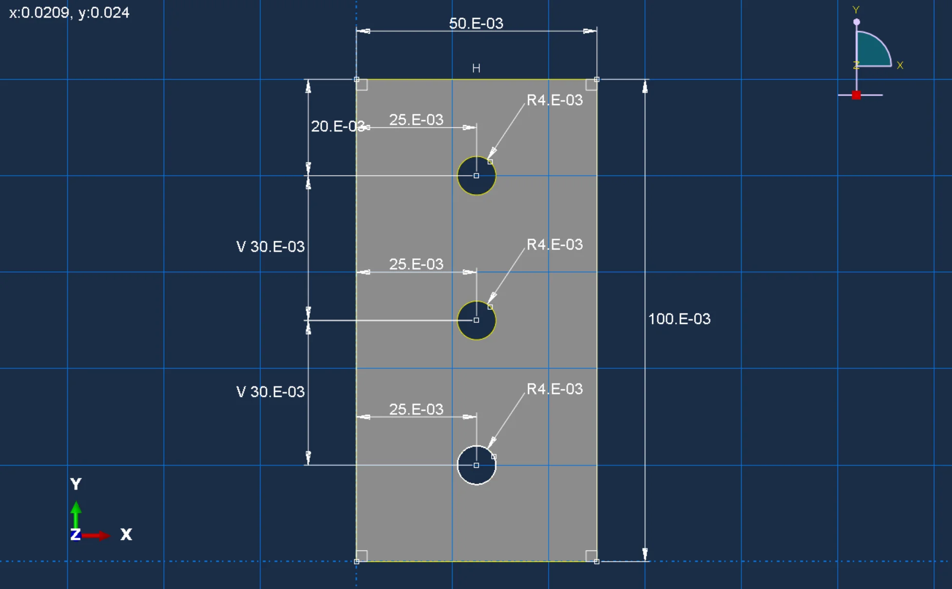 图3.8 方案2（钻孔1×3）试件截面草图